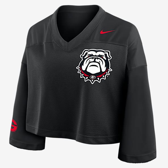 Georgia Jersey Playera universitaria Nike Dri-FIT cropped para mujer