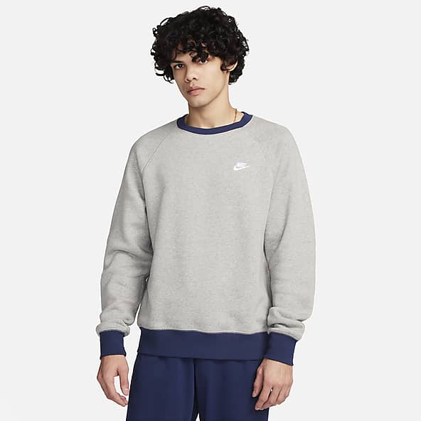 Grey Nike Foundation Club Fleece Crew Sweatshirt