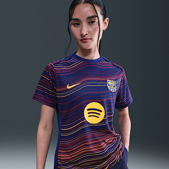 FC Barcelona Academy Pro Home Kortærmet Nike Dri-FIT-opvarmningstrøje til fodbold til kvinder