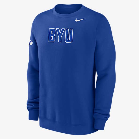 BYU Club Fleece Sudadera de cuello redondo universitaria Nike para hombre