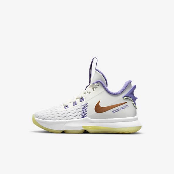 Lebron shoes purple and white clearance