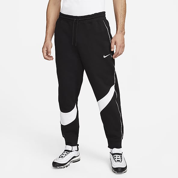 Nike Men's Sportswear Swoosh Pants Black White Size XXL Standard