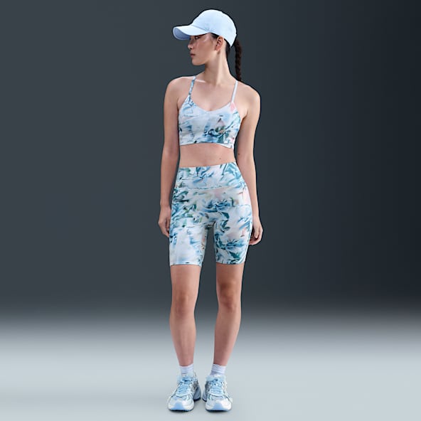 Nike Universa Women's Artist Collection Shorts de ciclismo de tiro alto de 20 cm