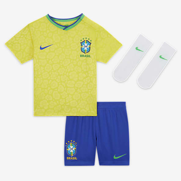 Maillot De Football Brésil Personnalisé - Ensemble Maillot, Short, Chaussettes - Pour Garçons, Filles, Adultes - 100% Polyester
