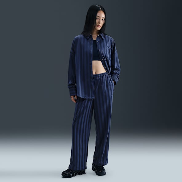 Nike Sportswear 女款中腰寬鬆提花條紋田徑長褲