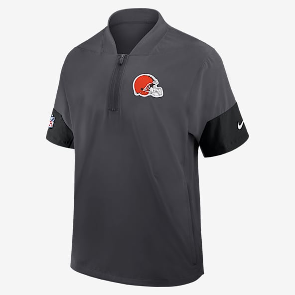 Cleveland Browns Sideline Coach Men's Nike NFL 1/2-Zip Short-Sleeve Hooded Jacket