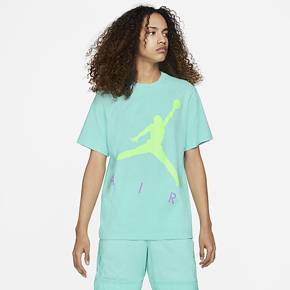 blue and lime green nike shirt