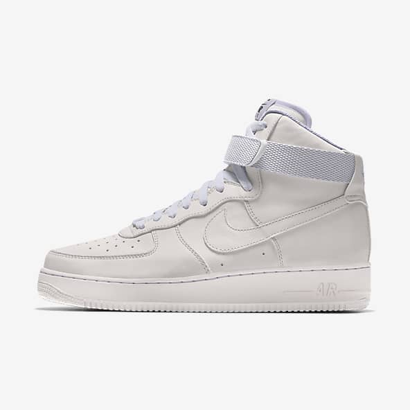 grey and white high top air force ones
