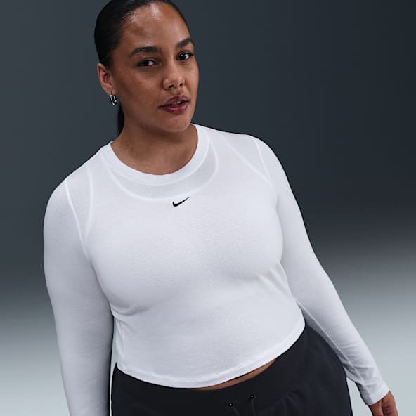 Nike Sportswear Chill Knit Crop top entallado de manga larga (Talla grande) - Mujer