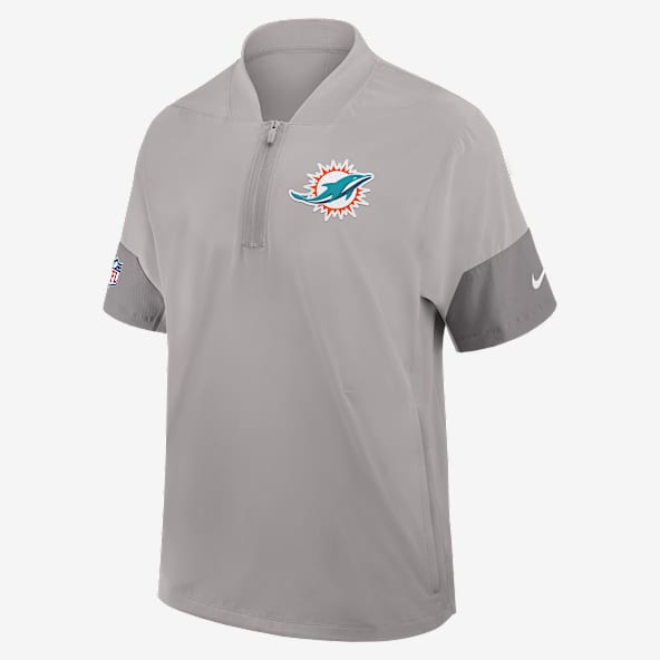Miami Dolphins Sideline Coach Men's Nike NFL 1/2-Zip Short-Sleeve Hooded Jacket