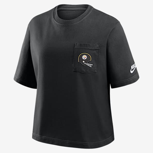 Pittsburgh Steelers Rewind Pocket Boxy Playera Nike de la NFL para mujer