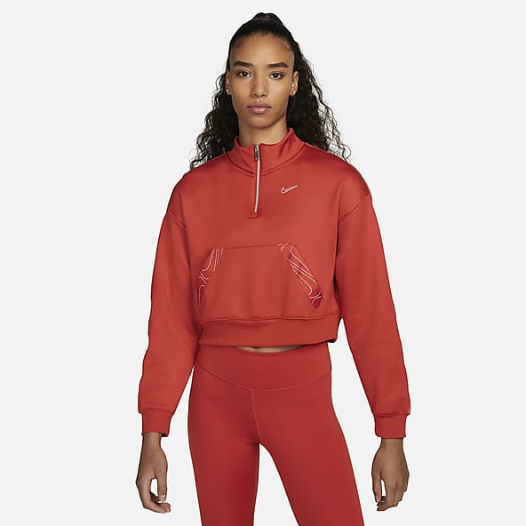 red nike crop hoodie