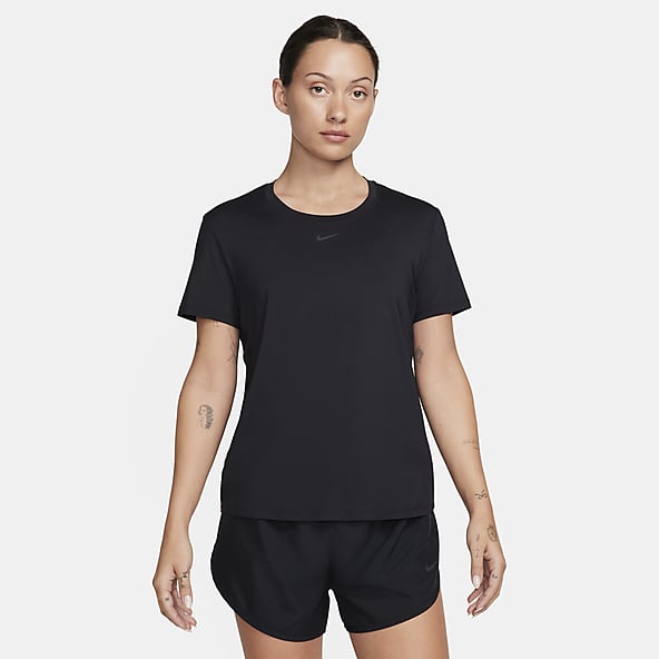 Women's Black Keyhole T Shirt Short Sleeve