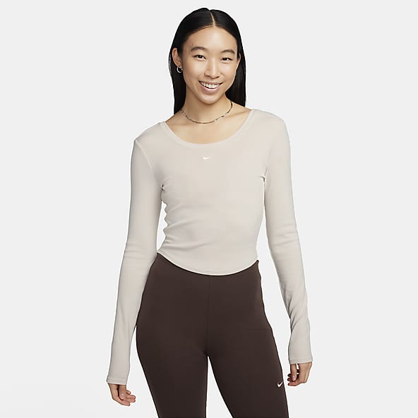 Nike Sportswear Chill Knit Women's Tight Scoop-Back Long-Sleeve Mini-Rib Top  (Plus Size). Nike NO
