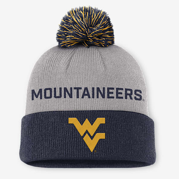 West Virginia Primetime Peak Gorro universitario con puño y pompón Nike para hombre