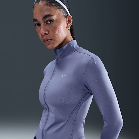 Nike Swift Playera de correr Dri-FIT de cierre completo capa intermedia para mujer