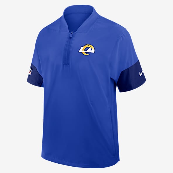 Los Angeles Rams Sideline Coach Men's Nike NFL 1/2-Zip Short-Sleeve Hooded Jacket