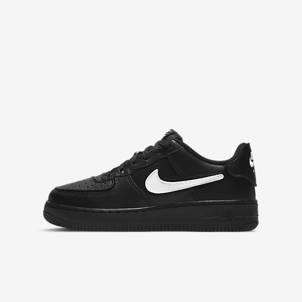 white air force ones with black nike sign