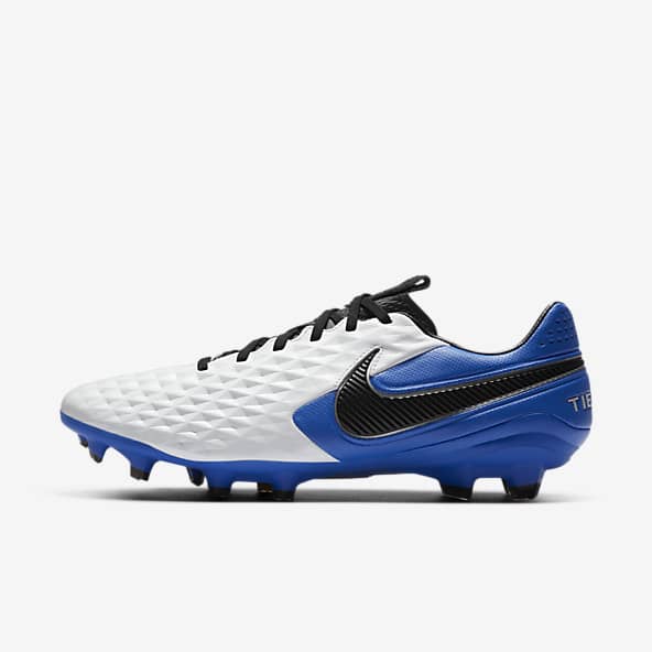 blue and white soccer cleats