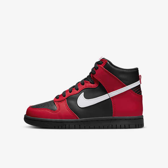red nike high top trainers