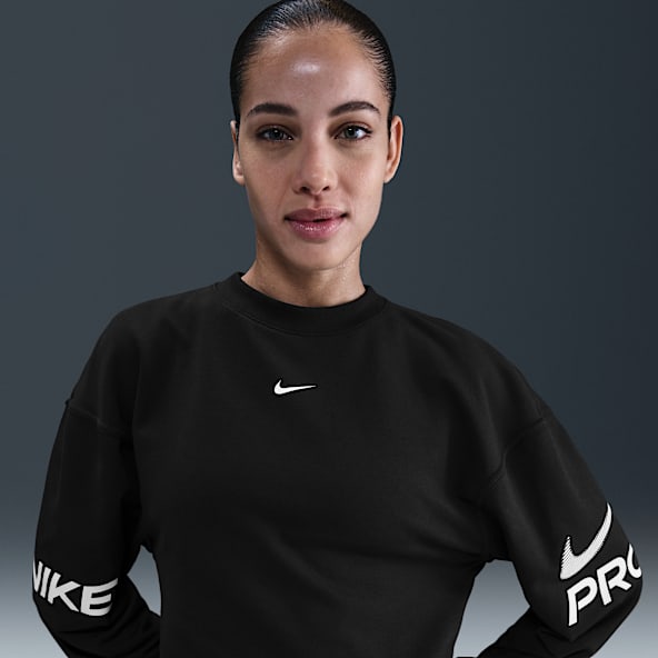 Nike Pro Sudadera de cuello redondo de tejido French Terry Dri-FIT holgada para mujer