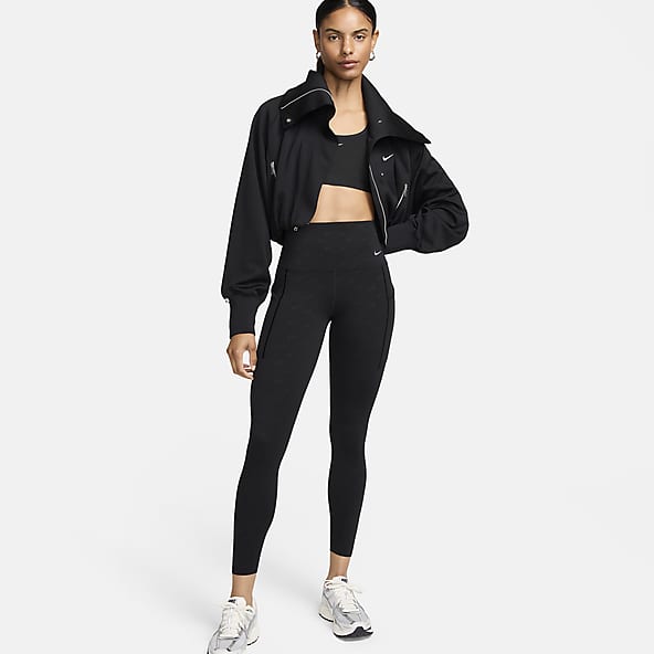 Nike - Just Do It - Leggings a vita alta neri con incrocio sul