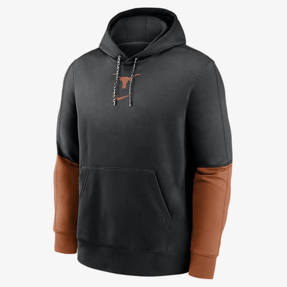 Texas Longhorns Sideline Team Issue Club Sudadera con gorro sin cierre universitaria Nike para hombre