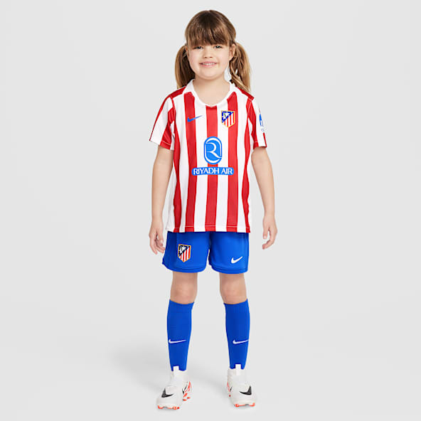 Atlético Madrid 2025/26 Stadium Home Little Kids' Nike Soccer Replica 3-Piece Kit