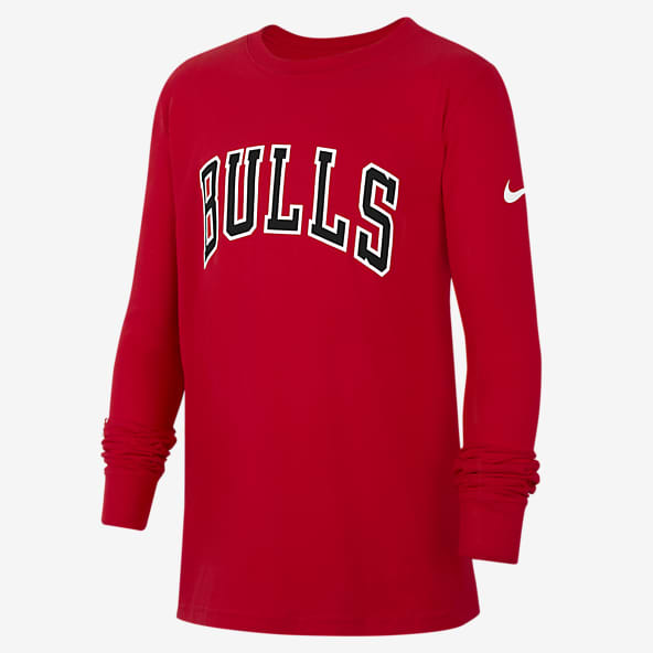 Red Chicago Bulls Long Sleeve Shirts. Nike AT