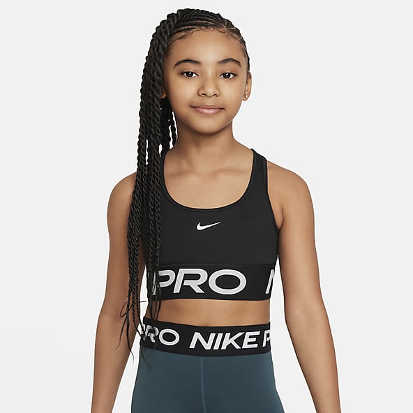 Nike Pro Swoosh Kids Girls Sports Bra - Dark Team Red/Playful Pink