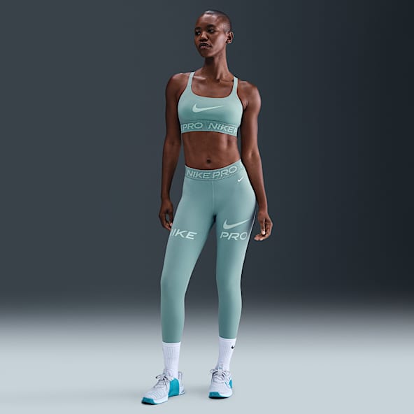Nike Pro Leggings con gráfico de tiro medio de 7/8 con paneles de malla para mujer