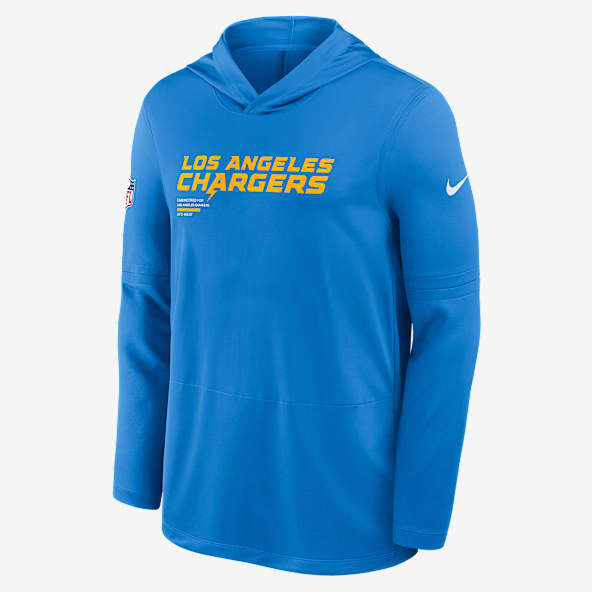 Los Angeles Chargers Pure Fury Sideline Playera de manga larga Nike Dri-FIT de la NFL con gorro para hombre