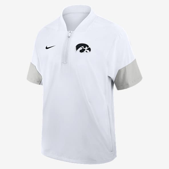 Iowa Sideline Coach Men's Nike College 1/2-Zip Short-Sleeve Hooded Jacket
