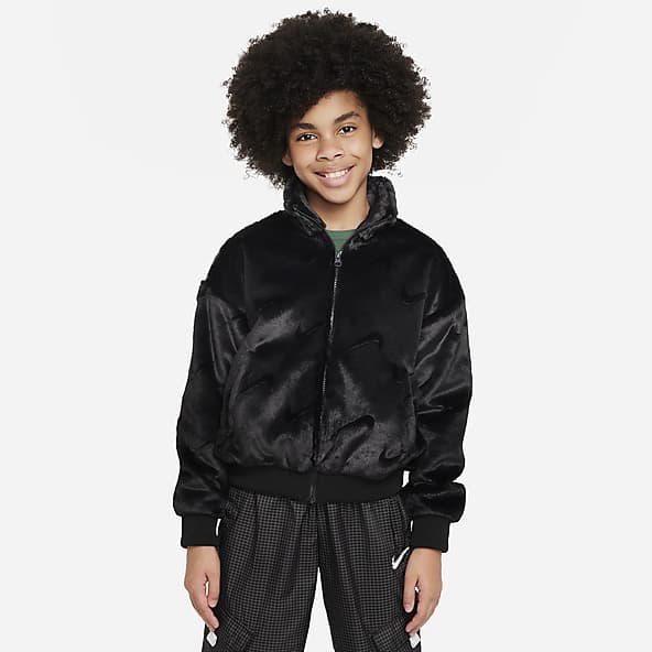 nike sportswear mercato woven bomber jacket black white university red