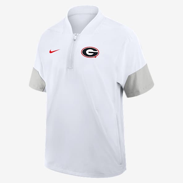 Georgia Sideline Coach Men's Nike College 1/2-Zip Short-Sleeve Hooded Jacket