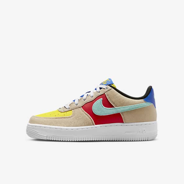 Kids Nike Air Force 1 White / University Red Black Patent Leather (Size 6)  DS — Roots