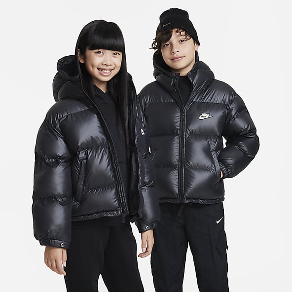 Nike Plus classic padded jacket with hood in black