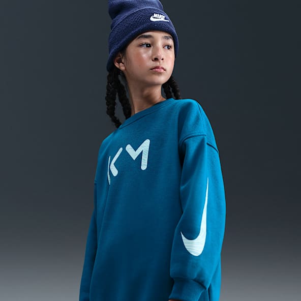 Kylian Mbappé Club Fleece Older Kids' (Girls') Nike Football Oversized Crew-Neck