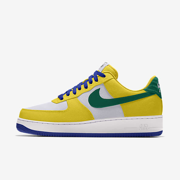 Nike Air Force 1 Low Custom Yellow Swoosh AF1 Unisex Shoes for Men Women