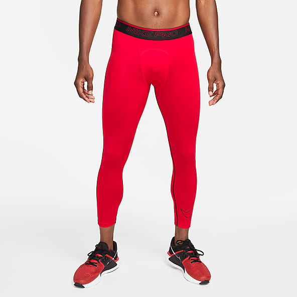 Men and Yonth Boy Fitness Compression Pants Running Tights Length Pants Leggings XL, Red