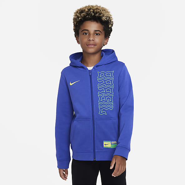 Nike Performance BRASIL CBF TRAVEL HOODIE - Zip-up sweatshirt - coastal  blue/green spark/dynamic yellow/blue 