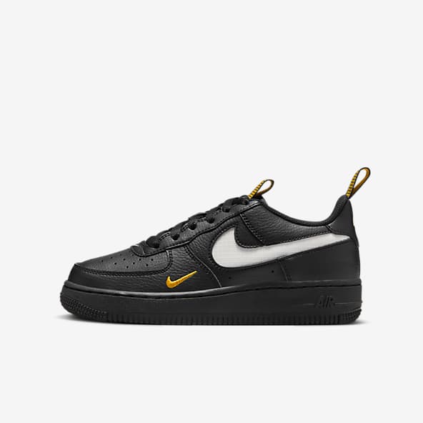 Kids Black Air Force 1 Shoes. Nike BE