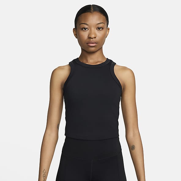 Nike Logo One Pocket Tank Top Womens M Medium Black Racerback Stretch Shirt