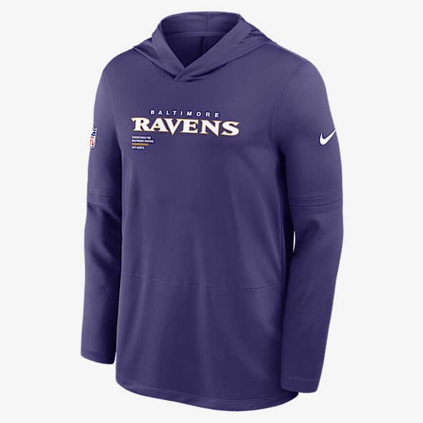 Baltimore Ravens Pure Fury Sideline Playera de manga larga Nike Dri-FIT de la NFL con gorro para hombre