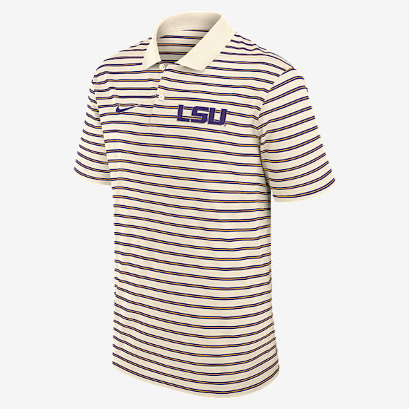 LSU Striped Men's Nike Dri-FIT College Polo