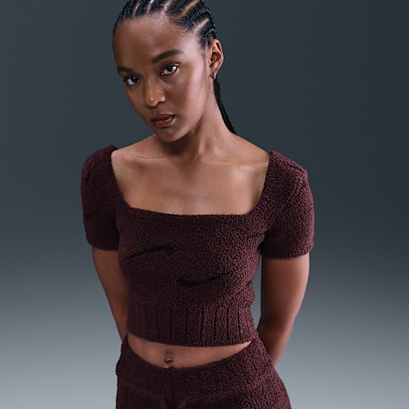 Nike Sportswear Phoenix Cozy Bouclé Nike Sportswear Phoenix Cozy Bouclé Women's Short-Sleeve Cropped Knit Top