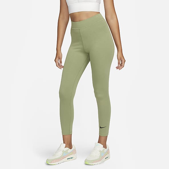 Nike Girls Pro Cool Printed Tights Leggings Zig Zag Pattern Army Green Large  EUC