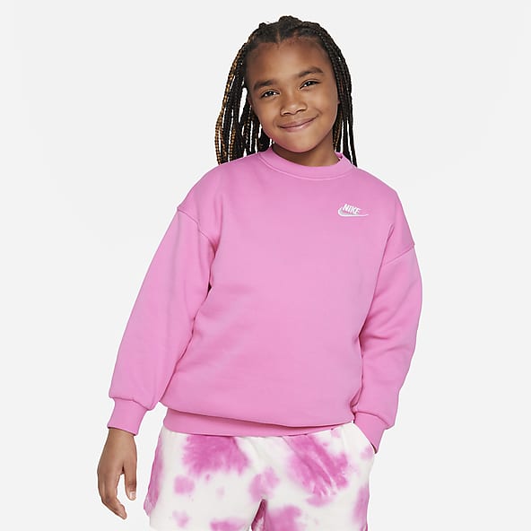 Nike Little Just Do It Fleece Girls Active Hoodies Size Xs, Color:  Black/Pink/Orange 