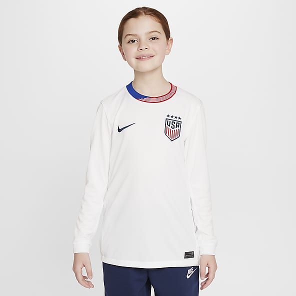Selección nacional de fútbol femenino de Estados Unidos local 2024 Stadium Jersey de fútbol de manga larga Nike Dri-FIT replica para niños talla grande