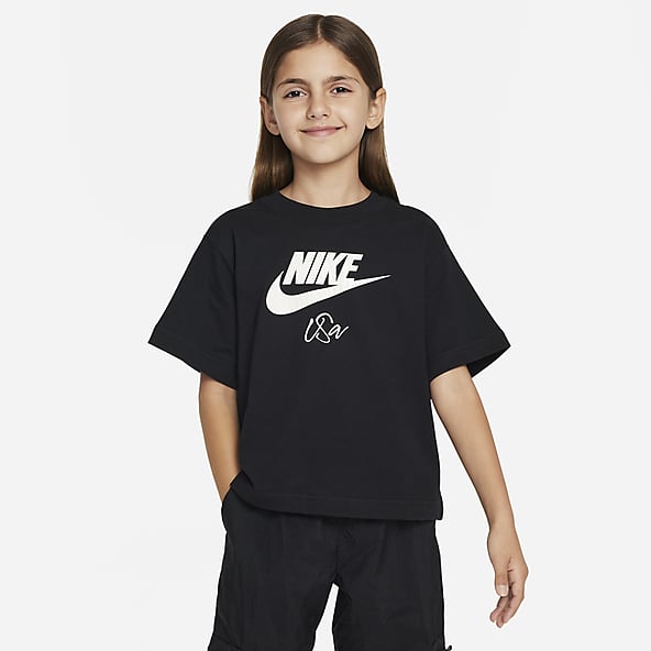 Girls Black USA Tops T Shirts. Nike